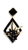 Black Agate Rhombus Dangle Earring