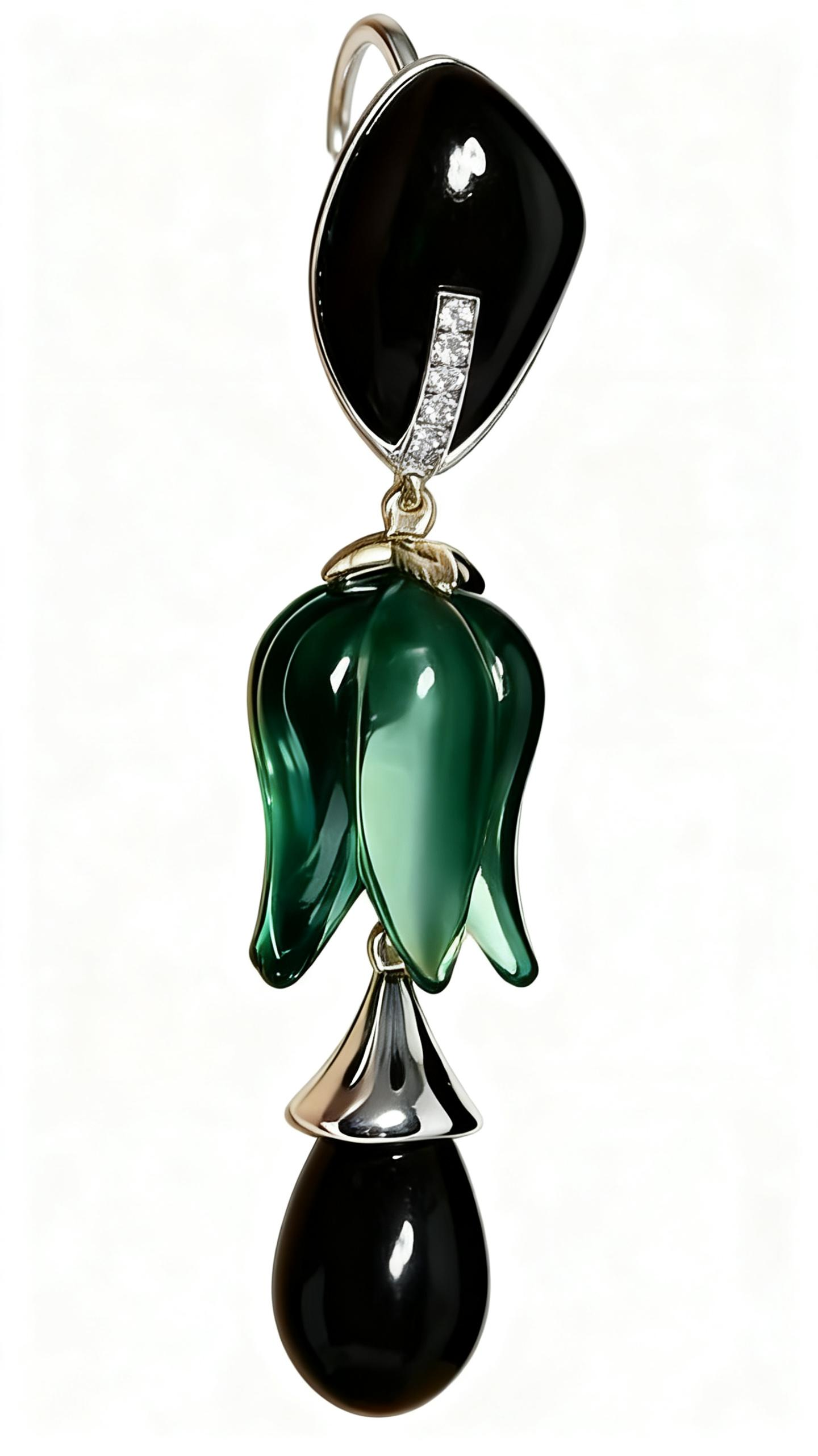 Green Glazed Bud Earrings