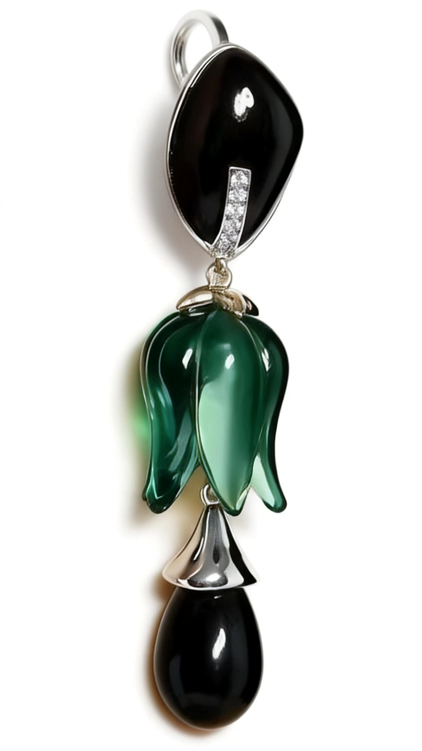 Green Glazed Bud Earrings